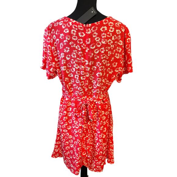 Lulus NWT Garden Explorer Red Floral Mini Dress Red Size XL Rayon Boho Feminine - Picture 2 of 7